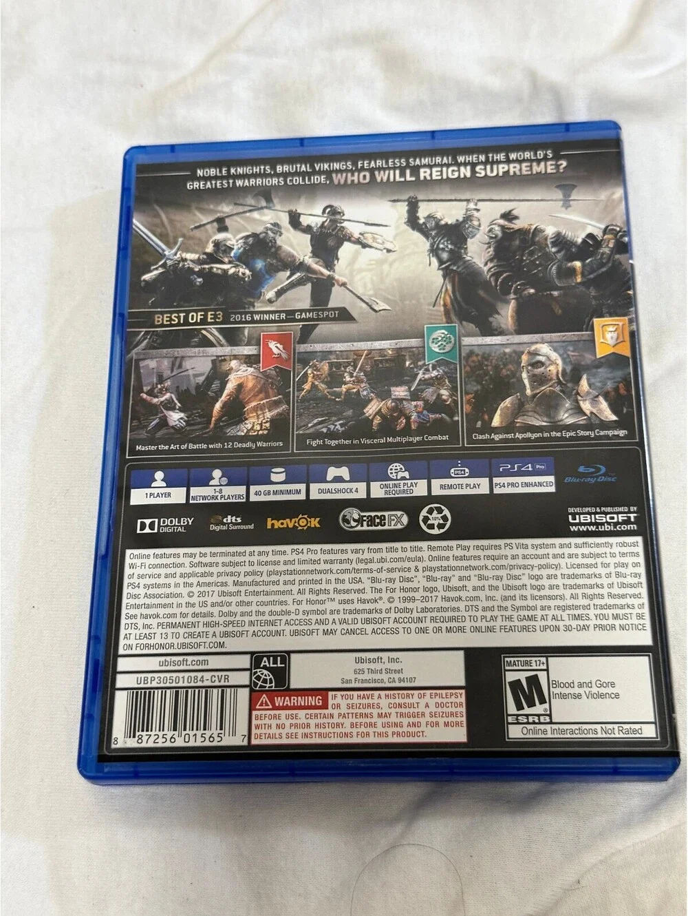 Ubisoft For Honor PS4 Video Game 2017 Legacy Battle Pack Cover